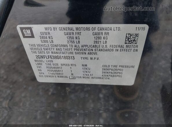 2GNFLFE38G6180313 2016 CHEVROLET EQUINOX Black Vista del compartimento del motor