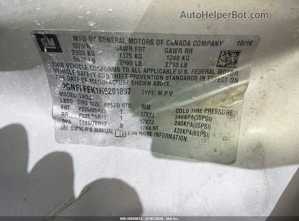 2GNFLFEK1H6201897 2017 CHEVROLET EQUINOX Silver Вид підкапотного простору