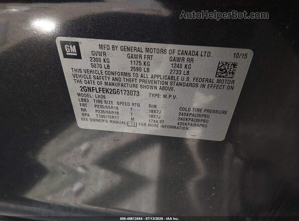 2GNFLFEK2G6173073 2016 CHEVROLET EQUINOX Black Vista del compartimento del motor