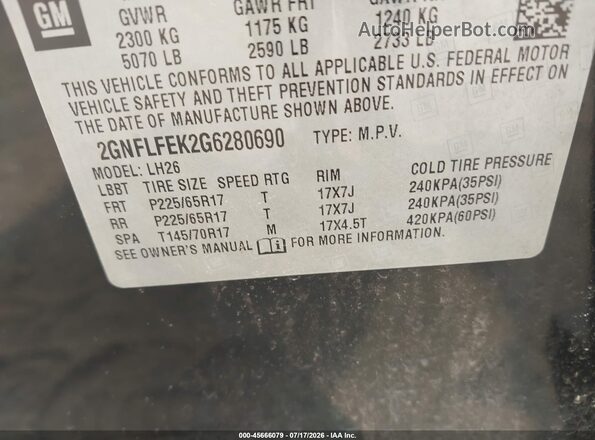 2GNFLFEK2G6280690 2016 CHEVROLET EQUINOX Black Widok komory silnika