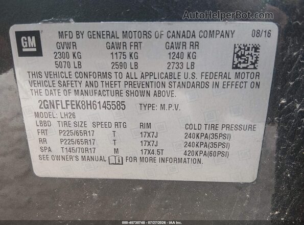 2GNFLFEK8H6145585 2017 CHEVROLET EQUINOX Gray Engine compartment view