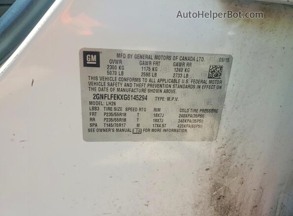 2GNFLFEKXG6145294 2016 CHEVROLET EQUINOX White Շարժիչի բաժամունքի տեսք