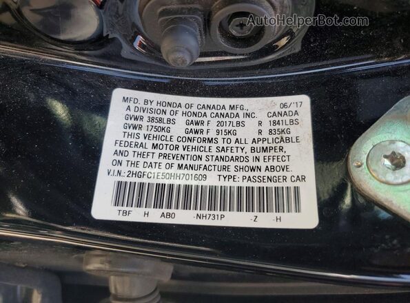 2HGFC1E50HH701609 2017 HONDA CIVIC Black Widok komory silnika