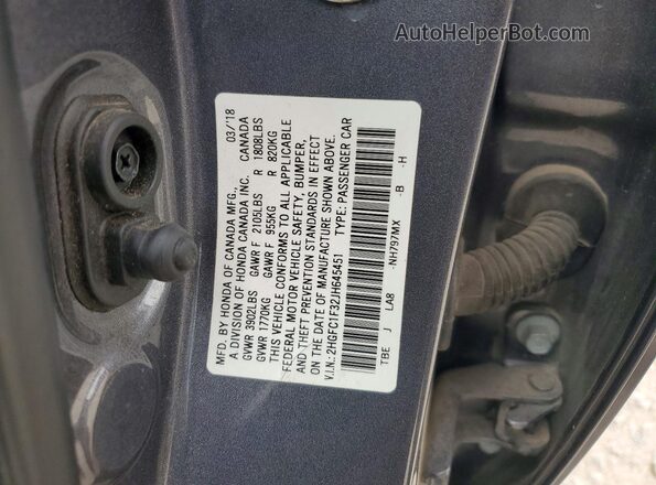 2HGFC1F32JH645451 2018 HONDA CIVIC Gray Engine compartment view