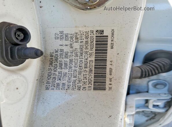 2HGFC1F39MH701728 2021 HONDA CIVIC White Vista del compartimento del motor