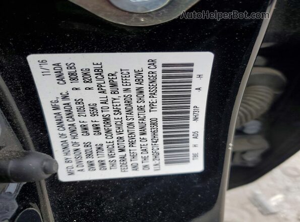 2HGFC1F42HH635800 2017 HONDA CIVIC Black Vista del compartimento del motor