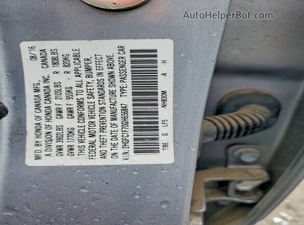 2HGFC1F70GH656847 2016 HONDA CIVIC Silver Widok komory silnika