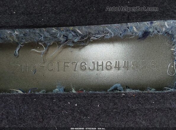 2HGFC1F76JH644886 2018 HONDA CIVIC Black 