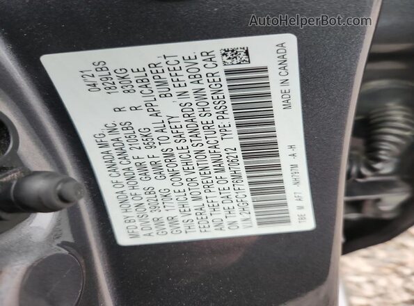 2HGFC1F76MH706212 2021 HONDA CIVIC Серый Вид подкапотного пространства