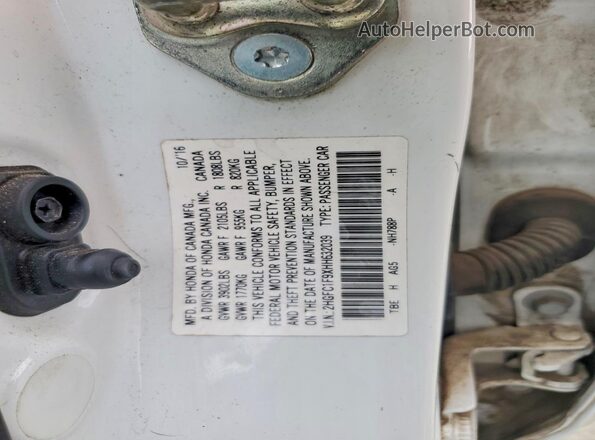 2HGFC1F9XHH632039 2017 HONDA CIVIC White Engine compartment view