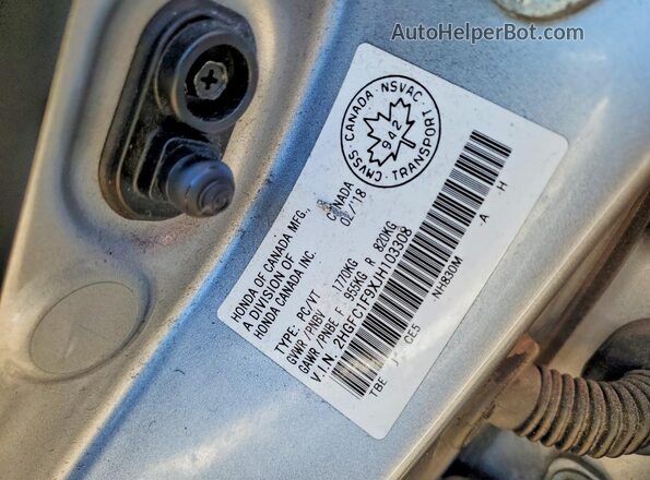 2HGFC1F9XJH103308 2018 HONDA CIVIC Silver ძრავის განყოფილების ხედი