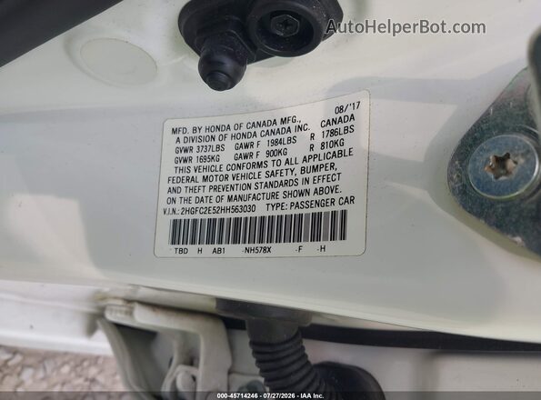 2HGFC2E52HH563030 2017 HONDA CIVIC White Engine compartment view