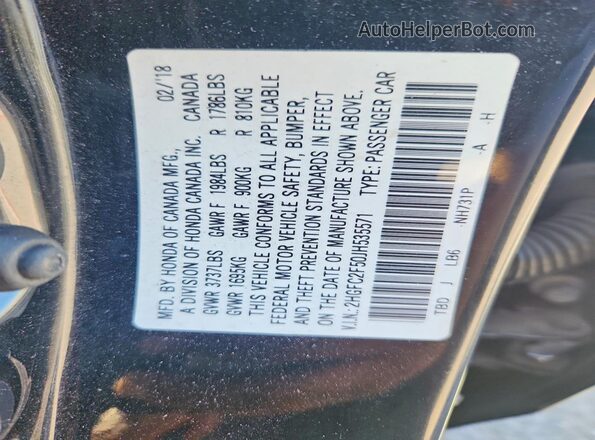2HGFC2F50JH535571 2018 HONDA CIVIC Black Շարժիչի բաժամունքի տեսք