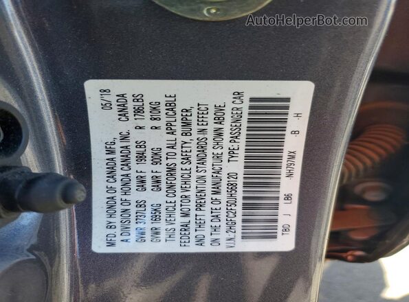 2HGFC2F50JH568120 2018 HONDA CIVIC Gray Շարժիչի բաժամունքի տեսք
