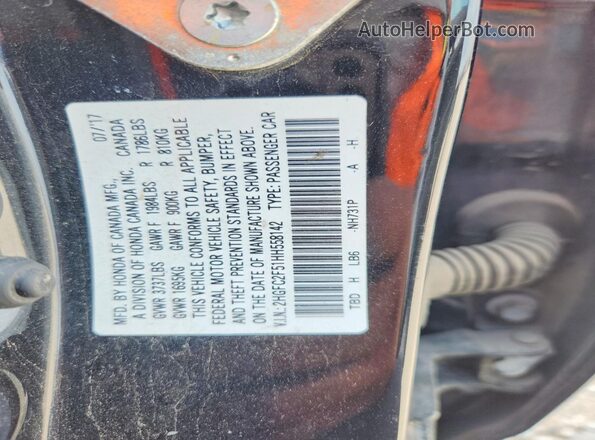 2HGFC2F51HH558142 2017 HONDA CIVIC Black Շարժիչի բաժամունքի տեսք