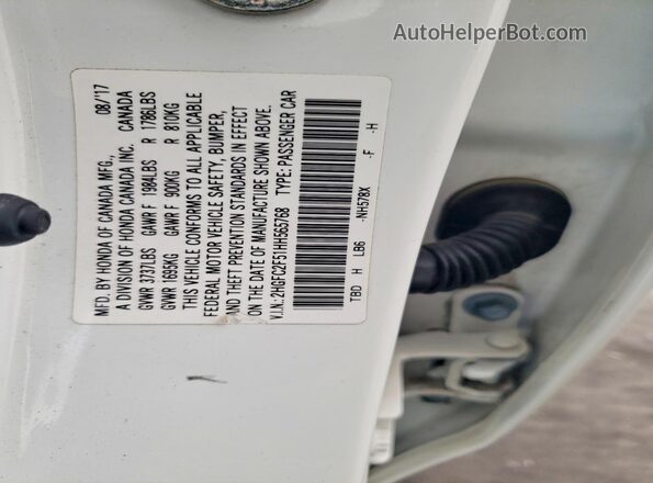 2HGFC2F51HH565768 2017 HONDA CIVIC White Вид наклейки з VIN-кодом