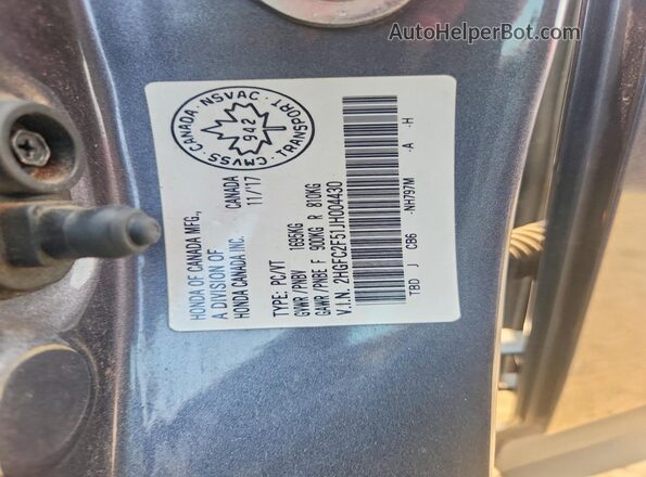2HGFC2F51JH004430 2018 HONDA CIVIC Gray Вид підкапотного простору
