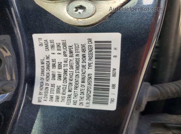 2HGFC2F51JH579479 2018 HONDA CIVIC Gray Vista de la etiqueta del VIN