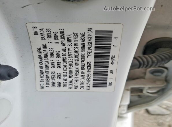 2HGFC2F51JH608625 2018 HONDA CIVIC White Շարժիչի բաժամունքի տեսք