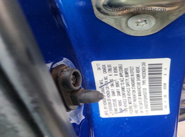 2HGFC2F52HH537123 2017 HONDA CIVIC Blue ძრავის განყოფილების ხედი