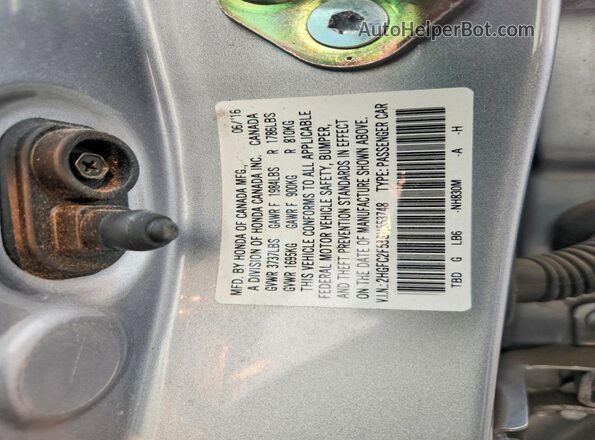 2HGFC2F53GH553748 2016 HONDA CIVIC Silver VIN კოდის სტიკერის ხედი