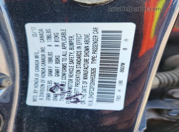 2HGFC2F53HH532626 2017 HONDA CIVIC Black Вид підкапотного простору