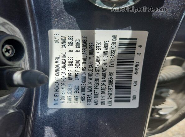 2HGFC2F53JH584893 2018 HONDA CIVIC Gray VIN sticker view