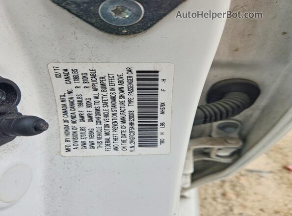 2HGFC2F54HH520078 2017 HONDA CIVIC White Вид підкапотного простору
