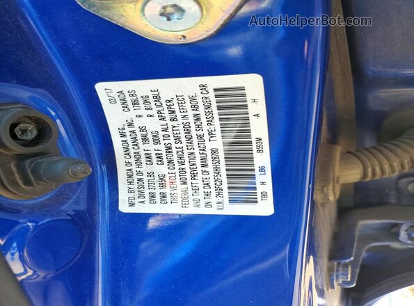 2HGFC2F54HH528780 2017 HONDA CIVIC Blue Engine compartment view