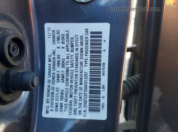 2HGFC2F55GH513297 2016 HONDA CIVIC Gray Вид підкапотного простору
