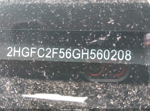 2HGFC2F56GH560208 2016 HONDA CIVIC Red 