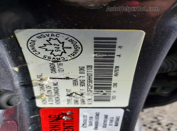 2HGFC2F56HH011108 2017 HONDA CIVIC Gray ძრავის განყოფილების ხედი