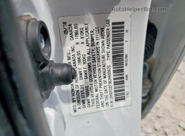 2HGFC2F56JH600620 2018 HONDA CIVIC Белый Вид подкапотного пространства