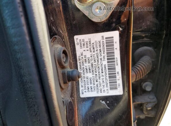 2HGFC2F57GH539495 2016 HONDA CIVIC Black ძრავის განყოფილების ხედი