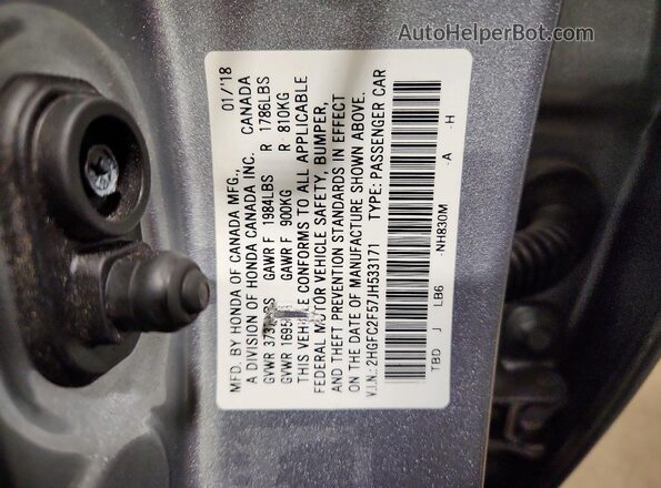 2HGFC2F57JH533171 2018 HONDA CIVIC Silver Engine compartment view