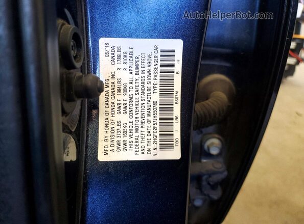 2HGFC2F57JH550780 2018 HONDA CIVIC Charcoal ძრავის განყოფილების ხედი