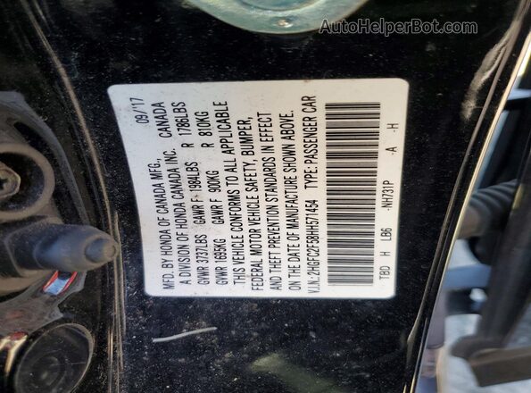 2HGFC2F58HH571454 2017 HONDA CIVIC Black ძრავის განყოფილების ხედი