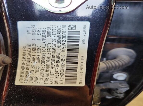 2HGFC2F60KH585140 2019 HONDA CIVIC Black Engine compartment view