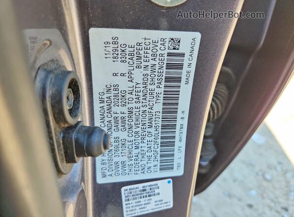 2HGFC2F60LH517373 2020 HONDA CIVIC Gray VIN sticker view