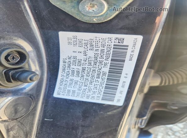 2HGFC2F60LH573667 2020 HONDA CIVIC Charcoal Շարժիչի բաժամունքի տեսք