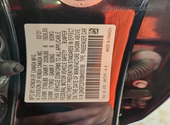 2HGFC2F60MH555168 2021 HONDA CIVIC Black Vista del compartimento del motor
