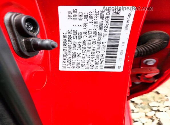 2HGFC2F61LH562578 2020 HONDA CIVIC Red Vista del compartimento del motor