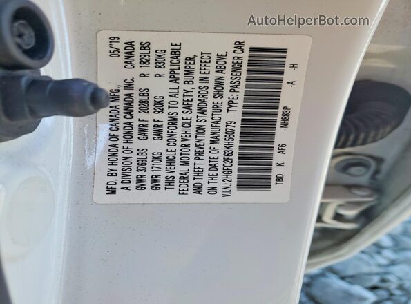 2HGFC2F63KH560779 2019 HONDA CIVIC White Շարժիչի բաժամունքի տեսք