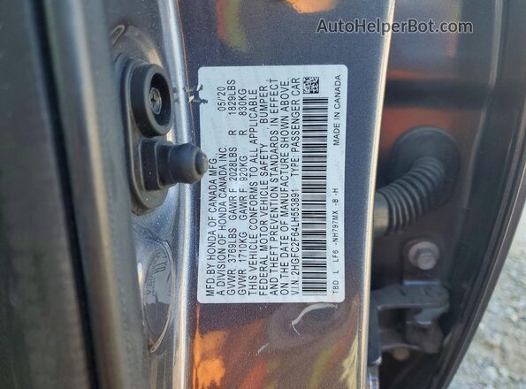 2HGFC2F64LH553891 2020 HONDA CIVIC Gray Вид наклейки з VIN-кодом