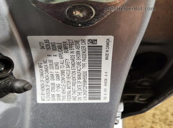 2HGFC2F65MH558292 2021 HONDA CIVIC Silver Вид наклейки з VIN-кодом