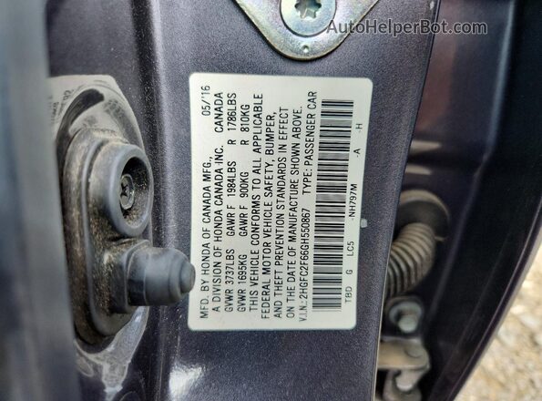 2HGFC2F66GH550867 2016 HONDA CIVIC Gray Widok komory silnika