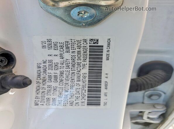 2HGFC2F66LH574919 2020 HONDA CIVIC White Вид наклейки з VIN-кодом