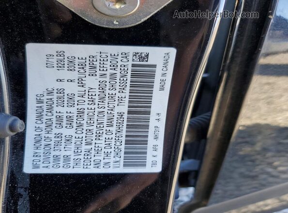 2HGFC2F67KH582946 2019 HONDA CIVIC Black VIN sticker view