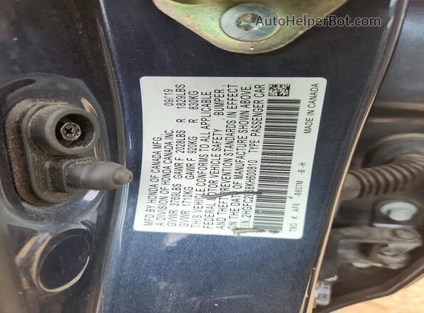 2HGFC2F68KH600810 2019 HONDA CIVIC Blue Widok komory silnika