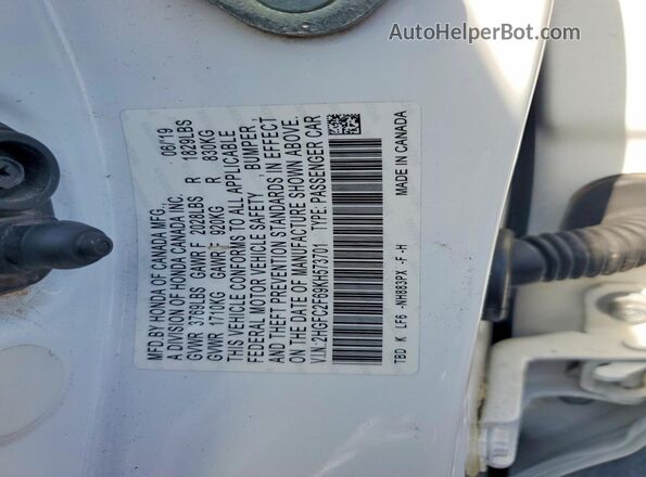 2HGFC2F69KH573701 2019 HONDA CIVIC White Engine compartment view